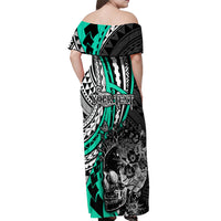 personalised-polynesia-skull-off-shoulder-maxi-dress-tattoo-in-the-style-of-maori-with-marine-life-aqua