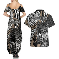 personalised-polynesia-skull-couples-matching-summer-maxi-dress-and-hawaiian-shirt-tattoo-in-the-style-of-maori-with-marine-life-gold
