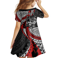 personalised-polynesia-skull-kid-short-sleeve-dress-tattoo-in-the-style-of-maori-with-marine-life-red