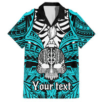 Personalised Polynesia Skull Hawaiian Shirt With Boars Tusk Aqua Arty Vibe LT9 Aqua - Polynesian Pride