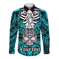 personalised-polynesia-skull-long-sleeve-button-shirt-with-boars-tusk-aqua-arty-vibe