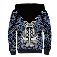 personalised-polynesia-skull-sherpa-hoodie-with-boars-tusk-blue-arty-vibe