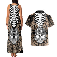 personalised-polynesia-skull-couples-matching-tank-maxi-dress-and-hawaiian-shirt-with-boars-tusk-gold-arty-vibe