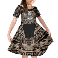personalised-polynesia-skull-kid-short-sleeve-dress-with-boars-tusk-gold-arty-vibe