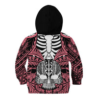 Personalised Polynesia Skull Kid Hoodie With Boars Tusk Pink Arty Vibe LT9 - Polynesian Pride