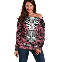 personalised-polynesia-skull-off-shoulder-sweater-with-boars-tusk-pink-arty-vibe