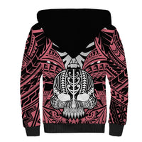 Personalised Polynesia Skull Sherpa Hoodie With Boars Tusk Pink Arty Vibe LT9 - Polynesian Pride