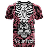 Personalised Polynesia Skull T Shirt With Boars Tusk Pink Arty Vibe LT9 Pink - Polynesian Pride