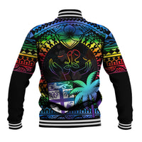 Fiji LGBT Baseball Jacket Love Is Love Tapa Pattern Rainbow Water Color LT9 - Polynesian Pride