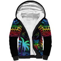 Fiji LGBT Sherpa Hoodie Love Is Love Tapa Pattern Rainbow Water Color LT9 Unisex Black - Polynesian Pride