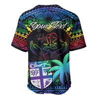 Personalised Fiji LGBT Baseball Jersey Love Is Love Tapa Pattern Rainbow Water Color LT9 - Polynesian Pride