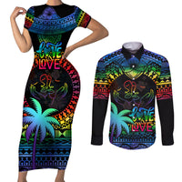 personalised-fiji-lgbt-couples-matching-short-sleeve-bodycon-dress-and-long-sleeve-button-shirts-love-is-love-tapa-pattern-rainbow-water-color