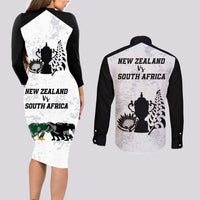 New Zealand South Africa Rugby Couples Matching Long Sleeve Bodycon Dress and Long Sleeve Button Shirt History Commemorative World Cup Winners Unique LT9 - Polynesian Pride