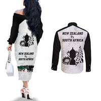New Zealand South Africa Rugby Couples Matching Off The Shoulder Long Sleeve Dress and Long Sleeve Button Shirt History Commemorative World Cup Winners Unique LT9 - Polynesian Pride