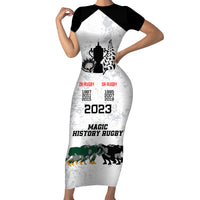 New Zealand South Africa Rugby Short Sleeve Bodycon Dress History Commemorative World Cup Winners Unique LT9 Long Dress White - Polynesian Pride