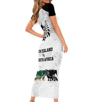 New Zealand South Africa Rugby Short Sleeve Bodycon Dress History Commemorative World Cup Winners Unique LT9 - Polynesian Pride