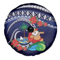 Felis Pusgua Guam Santa Spare Tire Cover Merry Christmas with Polynesian Tribal