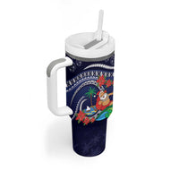 Felis Pusgua Guam Santa Tumbler With Handle Merry Christmas with Polynesian Tribal LT9 - Polynesian Pride