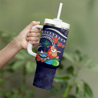 Felis Pusgua Guam Santa Tumbler With Handle Merry Christmas with Polynesian Tribal LT9 - Polynesian Pride