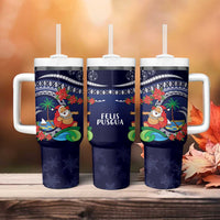 Felis Pusgua Guam Santa Tumbler With Handle Merry Christmas with Polynesian Tribal LT9 - Polynesian Pride