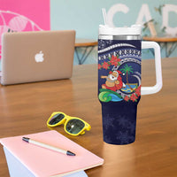 Felis Pusgua Guam Santa Tumbler With Handle Merry Christmas with Polynesian Tribal LT9 - Polynesian Pride