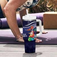 Felis Pusgua Guam Santa Tumbler With Handle Merry Christmas with Polynesian Tribal LT9 - Polynesian Pride