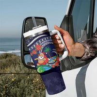 Felis Pusgua Guam Santa Tumbler With Handle Merry Christmas with Polynesian Tribal LT9 - Polynesian Pride