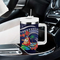 Felis Pusgua Guam Santa Tumbler With Handle Merry Christmas with Polynesian Tribal LT9 - Polynesian Pride