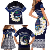 Hafai Adai Guam Guasalis Family Matching Short Sleeve Bodycon Dress and Hawaiian Shirt Polynesian Tribal Pattern
