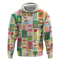 Mele Kalikimaka Hawaii Christmas Hoodie Funny Santan Hippie Style LT9 Pullover Hoodie Beige - Polynesian Pride