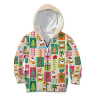 Mele Kalikimaka Hawaii Christmas Kid Hoodie Funny Santan Hippie Style LT9 Zip Hoodie Beige - Polynesian Pride