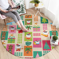 Mele Kalikimaka Hawaii Christmas Round Carpet Funny Santan Hippie Style