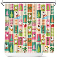 Mele Kalikimaka Hawaii Christmas Shower Curtain Funny Santan Hippie Style LT9 Beige - Polynesian Pride