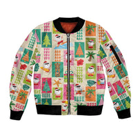 Mele Kalikimaka Hawaii Christmas Sleeve Zip Bomber Jacket Funny Santan Hippie Style