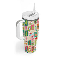 Mele Kalikimaka Hawaii Christmas Tumbler With Handle Funny Santan Hippie Style