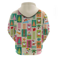 Mele Kalikimaka Hawaii Christmas Zip Hoodie Funny Santan Hippie Style