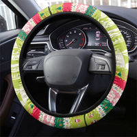 Mele Kalikimaka Hawaii Christmas Steering Wheel Cover Surfing Santa with Polynesian Tribal LT9 - Polynesian Pride
