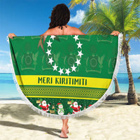 Meri Kiritimiti Cook Islands Christmas Beach Blanket Maroro Flying Fish and White Stars