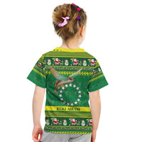 Meri Kiritimiti Cook Islands Christmas Kid T Shirt Maroro Flying Fish and White Stars