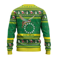 Meri Kiritimiti Cook Islands Christmas Ugly Christmas Sweater Maroro Flying Fish and White Stars