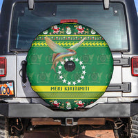 Meri Kiritimiti Cook Islands Christmas Spare Tire Cover Maroro Flying Fish and White Stars