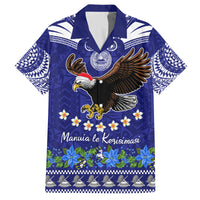 American Samoa Christmas Family Matching Off Shoulder Maxi Dress and Hawaiian Shirt Manuia le Kerisimasi Polynesian Tribal LT9 Dad's Shirt - Short Sleeve Blue - Polynesian Pride