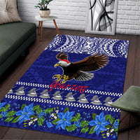 Personalised American Samoa Christmas Area Rug Manuia le Kerisimasi Polynesian Tribal LT9 Blue - Polynesian Pride