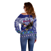 Personalised American Samoa Christmas Off Shoulder Sweater Manuia le Kerisimasi Polynesian Tribal LT9 - Polynesian Pride
