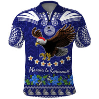 Personalised American Samoa Christmas Polo Shirt Manuia le Kerisimasi Polynesian Tribal LT9 Blue - Polynesian Pride
