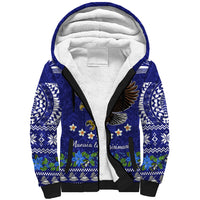 Personalised American Samoa Christmas Sherpa Hoodie Manuia le Kerisimasi Polynesian Tribal LT9 Unisex Blue - Polynesian Pride