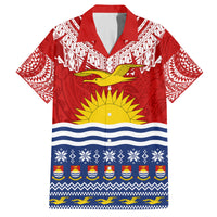 Kiribati Christmas Family Matching Puletasi Dress and Hawaiian Shirt Tekeraoi n Te Tiritimati Polynesian Tribal LT9 Dad's Shirt - Short Sleeve Red - Polynesian Pride