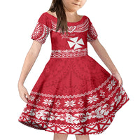 Personalised Wallis and Futuna Christmas Family Matching Tank Maxi Dress and Hawaiian Shirt Polynesian Tribal LT9 Daughter's Dress Red - Polynesian Pride