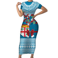 Fijian Tagimoucia Flowers Short Sleeve Bodycon Dress Christmas Coquette bow