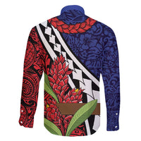 Samoan Ula Fala Flowers Family Matching Off Shoulder Short Dress and Hawaiian Shirt Christmas Santa Belt